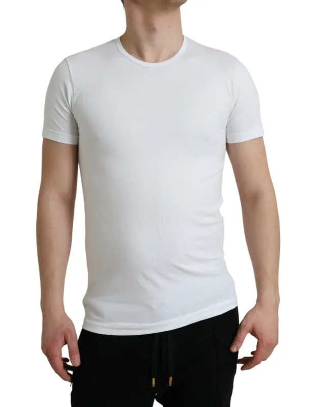 White Cotton Round Neck Crewneck Underwear T-shirt made by Louxly