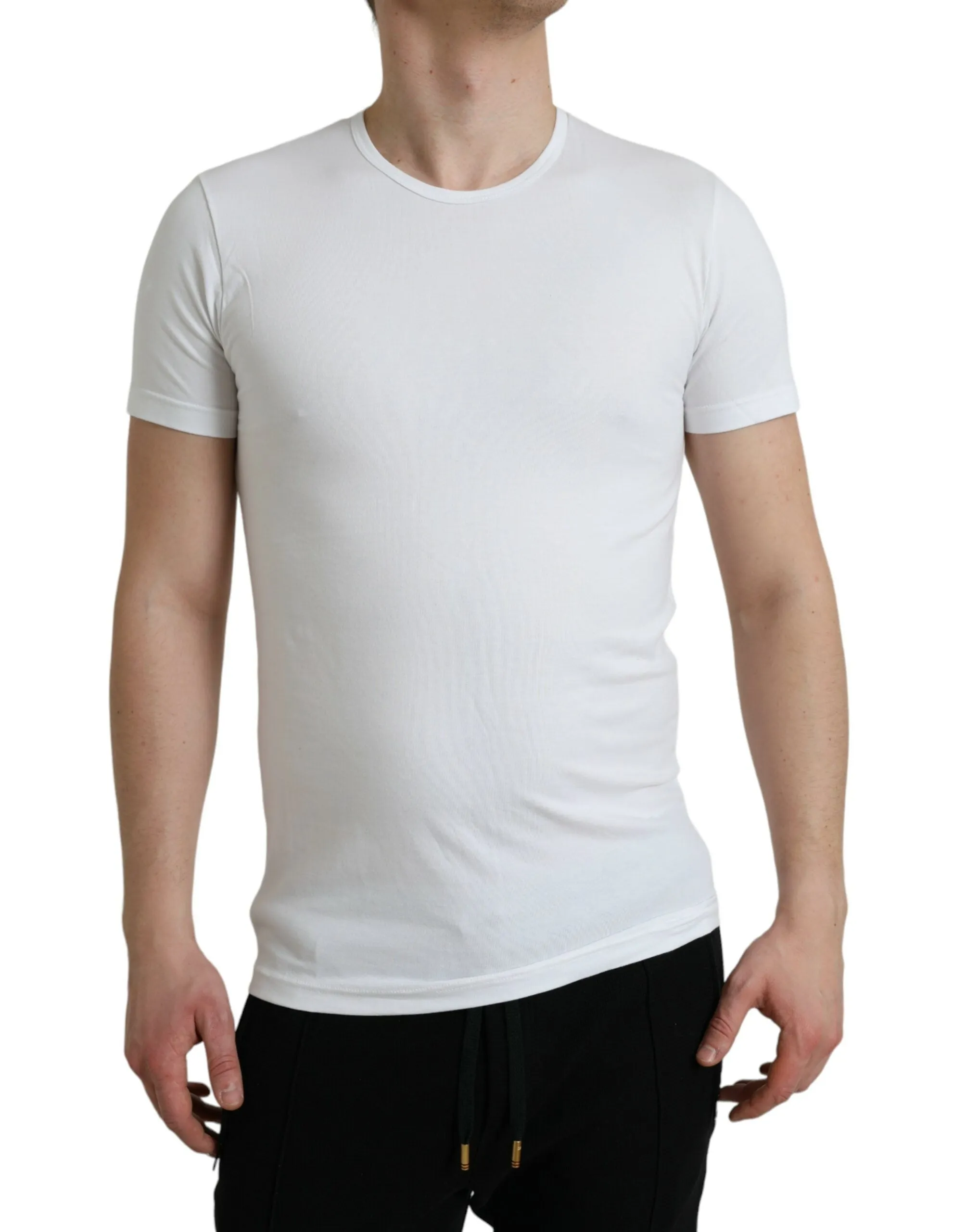 White Cotton Round Neck Crewneck Underwear T-shirt sold by Louxly