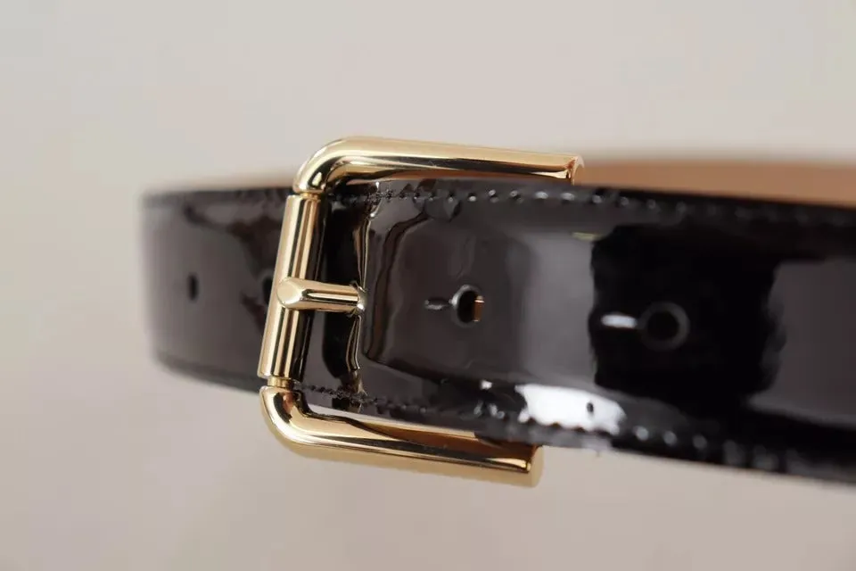 Black Leather Gold Metal Logo Engraved Buckle Belt sold by Louxly product image thumbnail 4