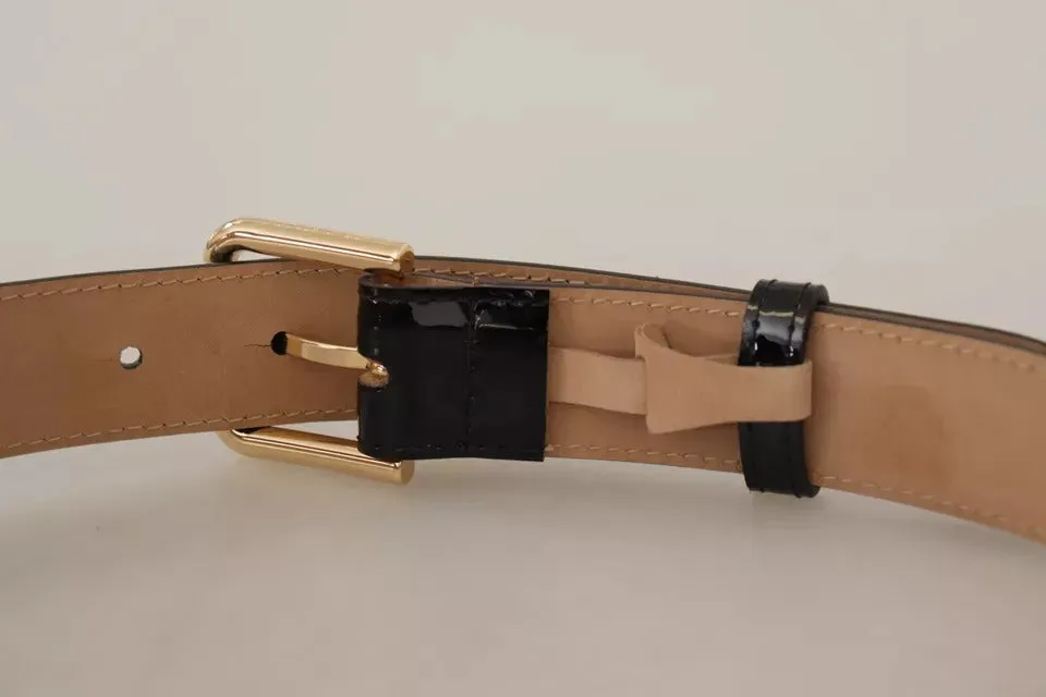 Black Leather Gold Metal Logo Engraved Buckle Belt sold by Louxly product image thumbnail 5