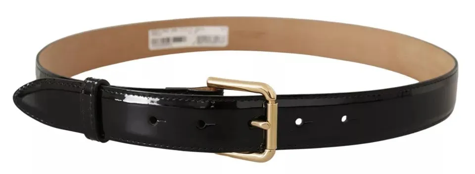 Black Leather Gold Metal Logo Engraved Buckle Belt sold by Louxly product image thumbnail 2