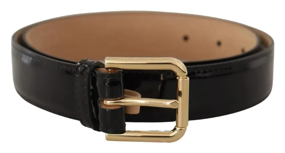 Black Leather Gold Metal Logo Engraved Buckle Belt sold by Louxly product image thumbnail 3