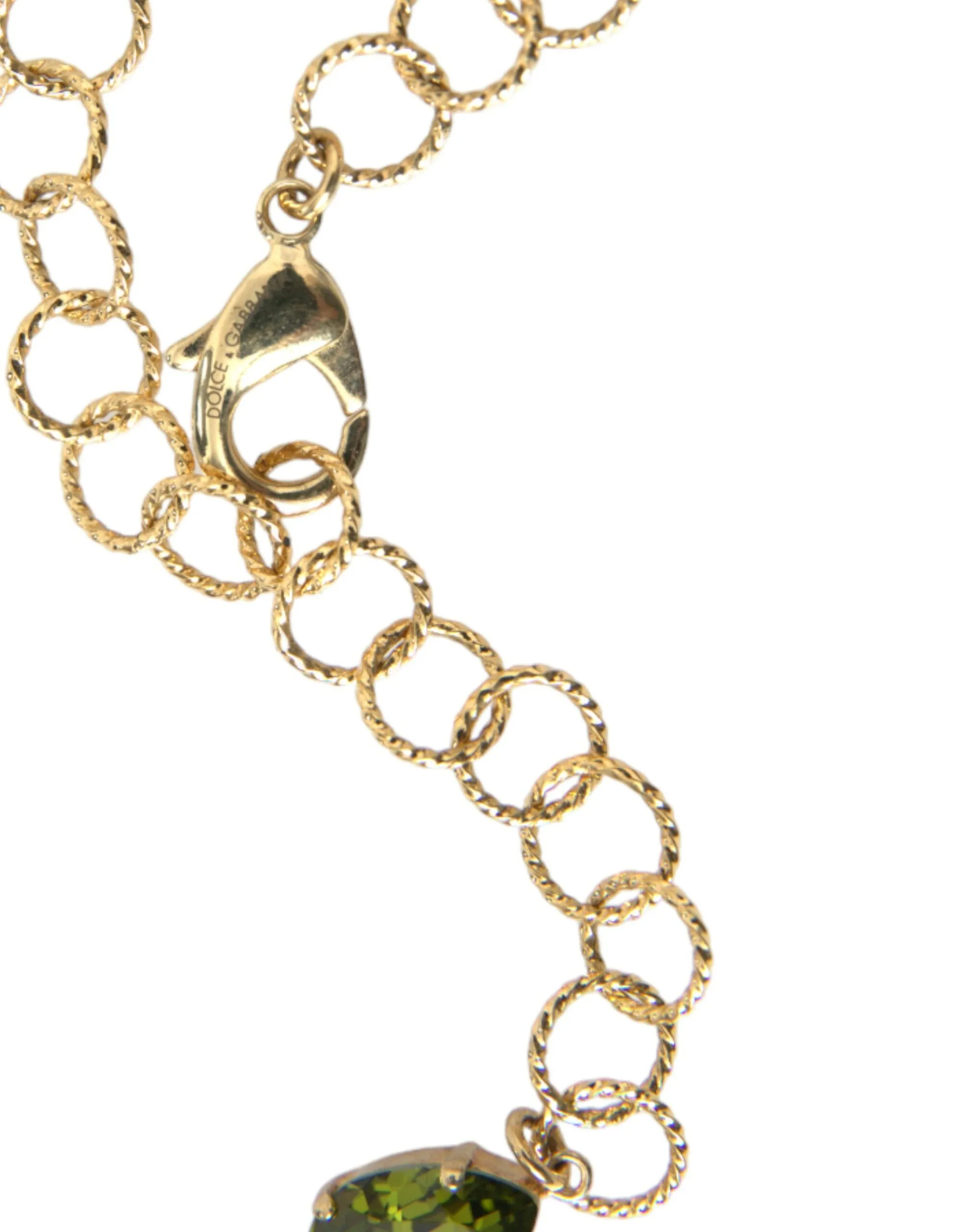 Gold Brass Link Chain Rose Petal Crystal Pendant Necklace sold by Louxly product image thumbnail 5