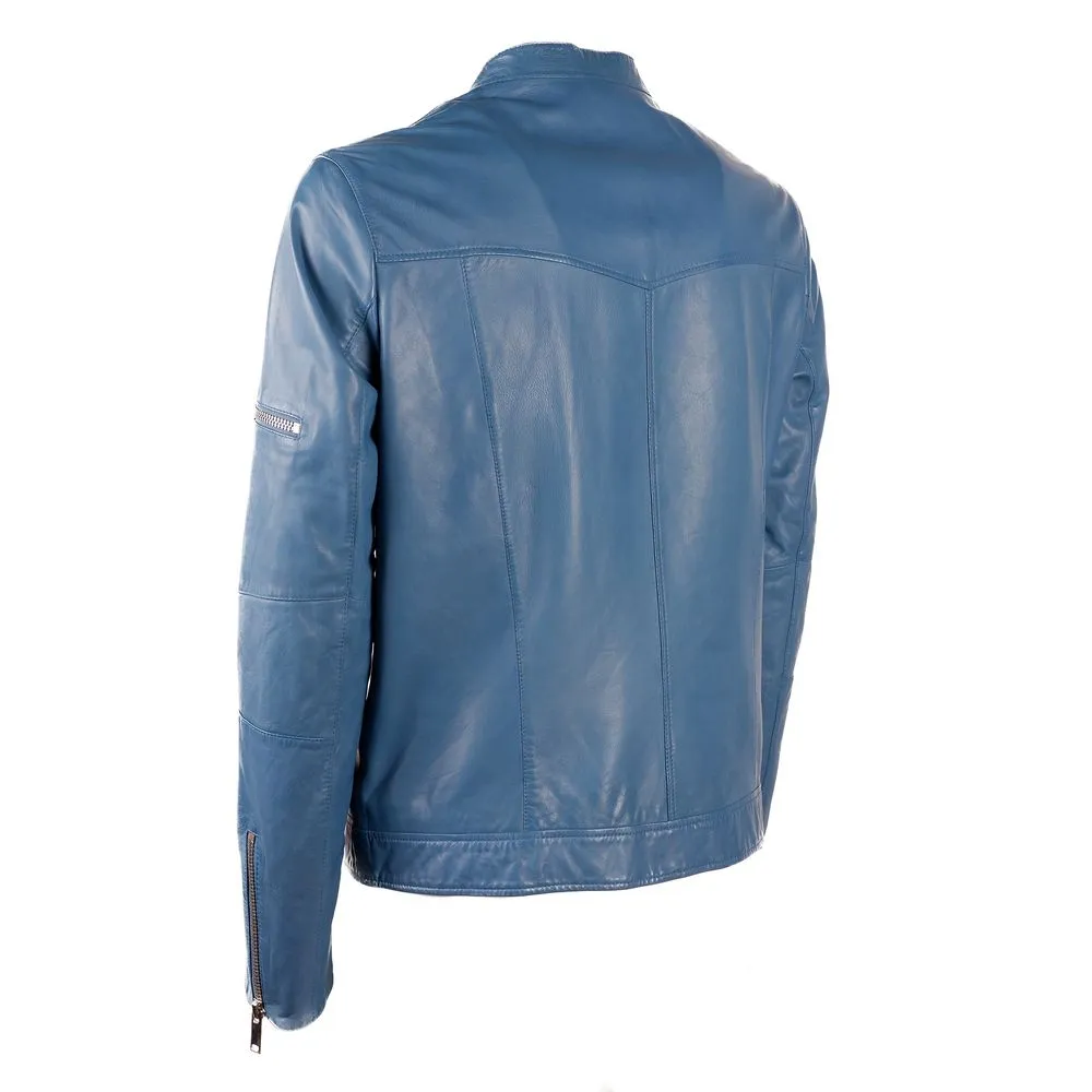 Light Blue Leather Jacket sold by Louxly product image thumbnail 2