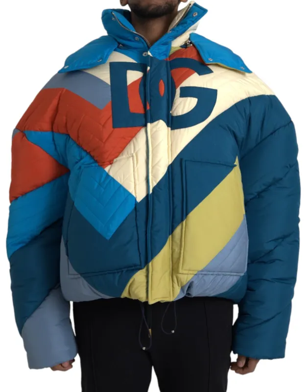 Multicolor Logo Windbreaker Puffer Jacket sold by Louxly