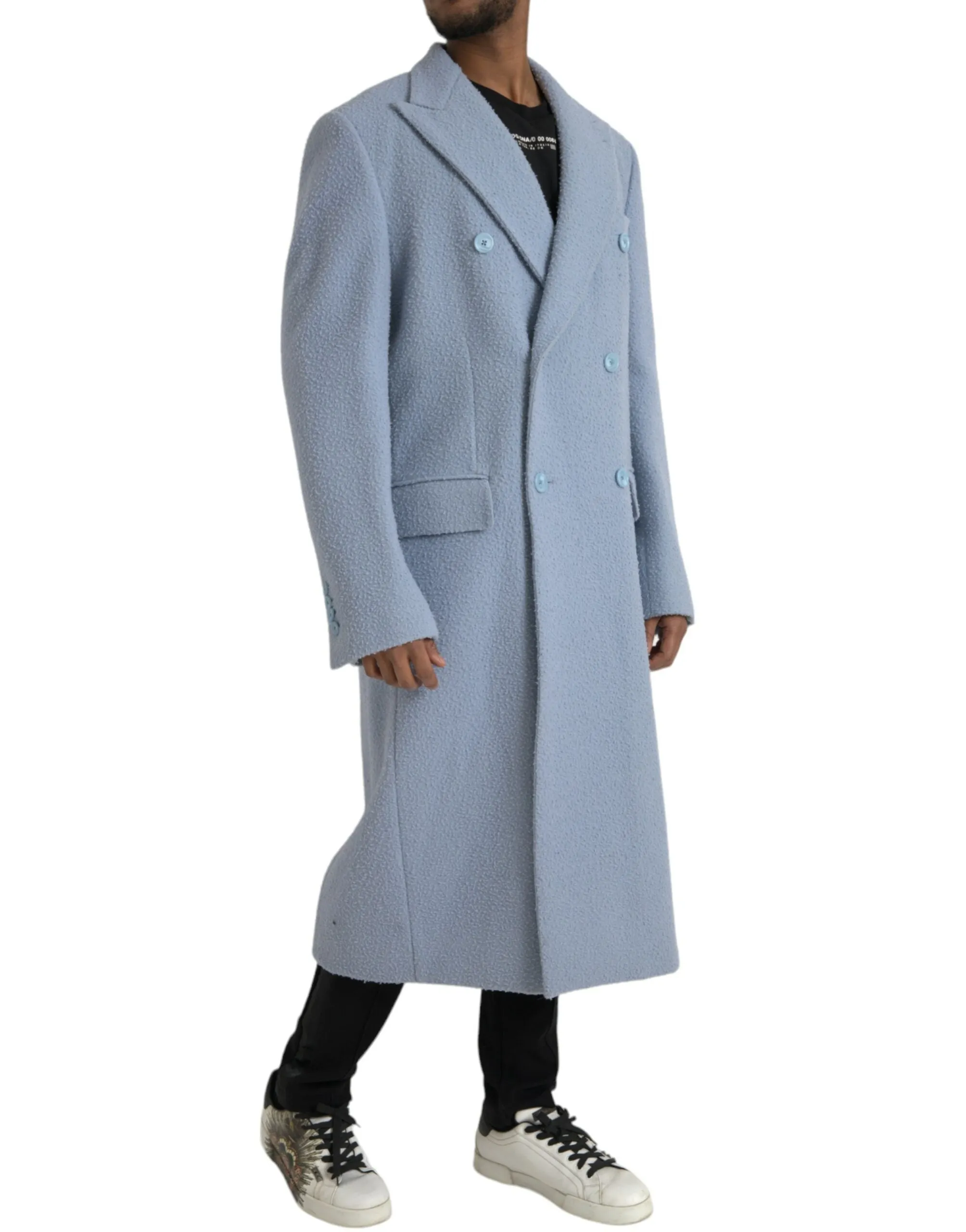 Blue Double Breasted Long Trench Coat Jacket sold by Louxly product image thumbnail 2