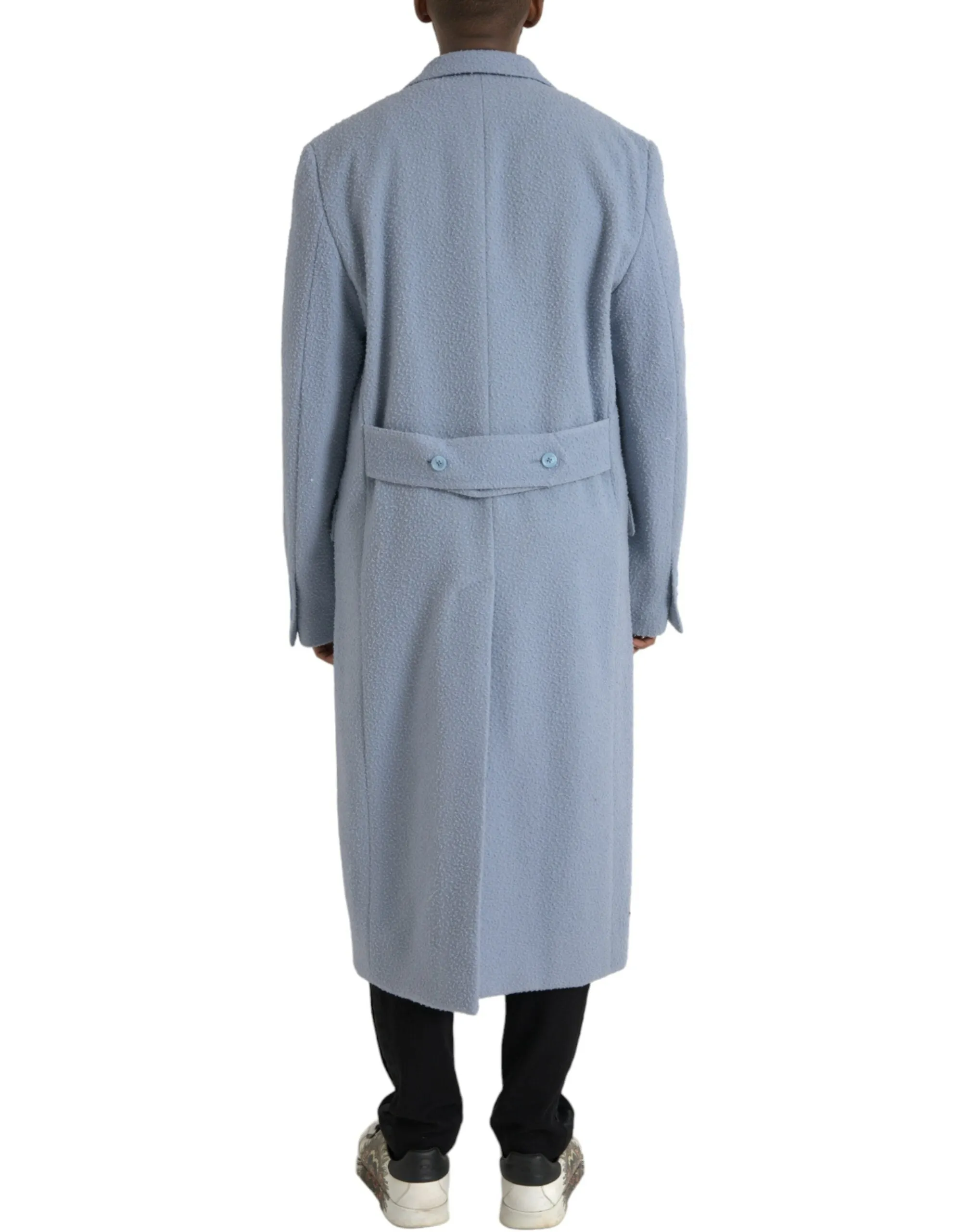 Blue Double Breasted Long Trench Coat Jacket sold by Louxly product image thumbnail 3