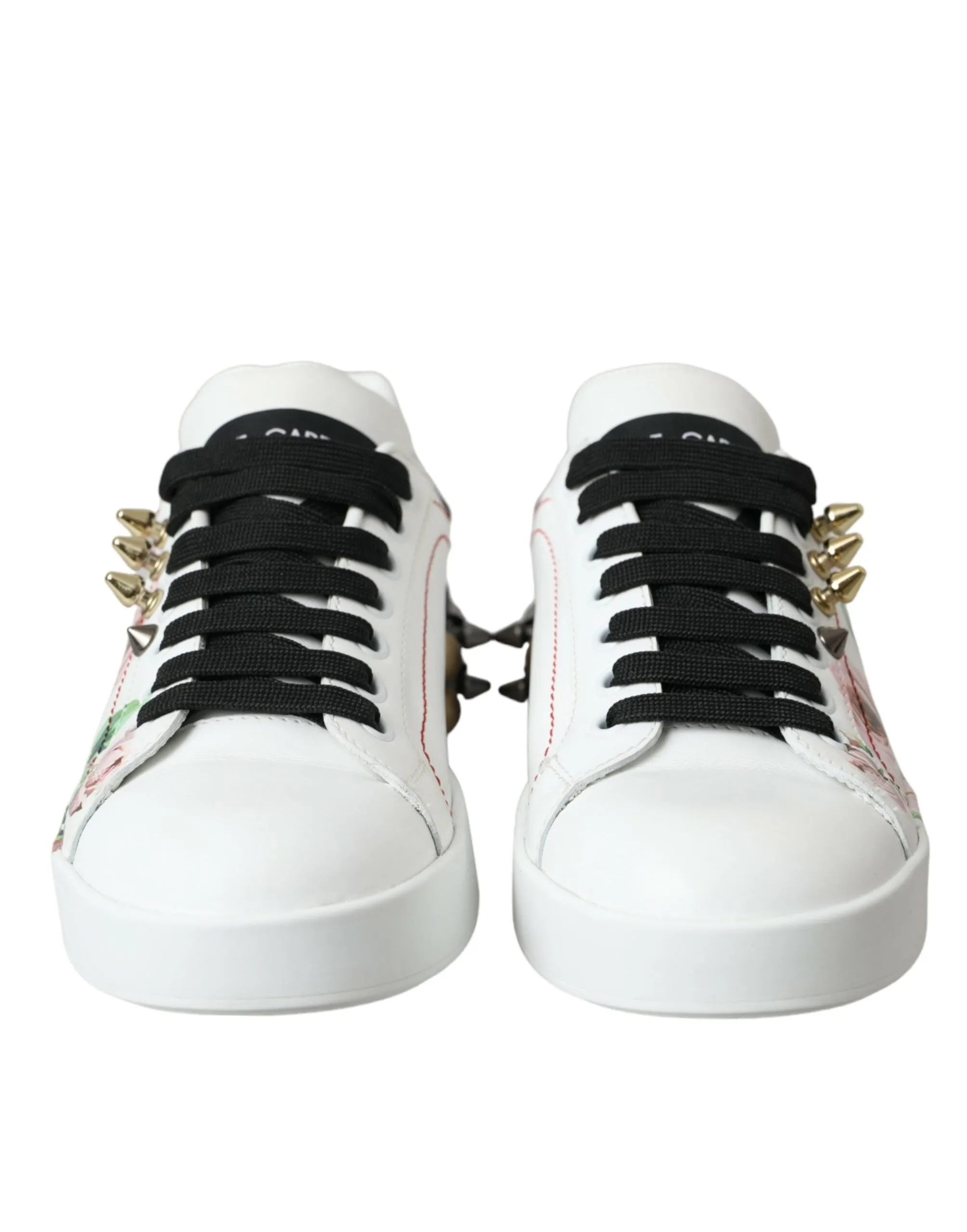 White Leather Crystal Roses Floral Sneakers Shoes sold by Louxly product image thumbnail 2