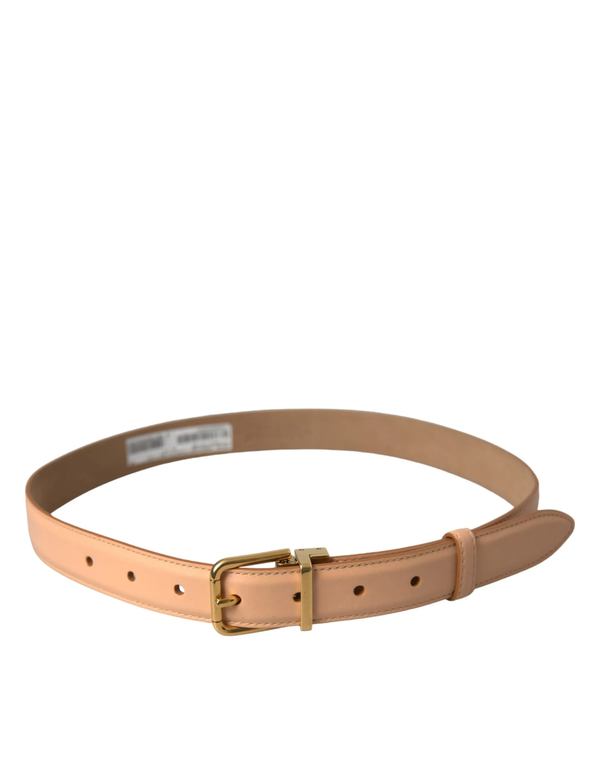 Beige Calfskin Leather Gold Metal Buckle Belt sold by Louxly product image thumbnail 3