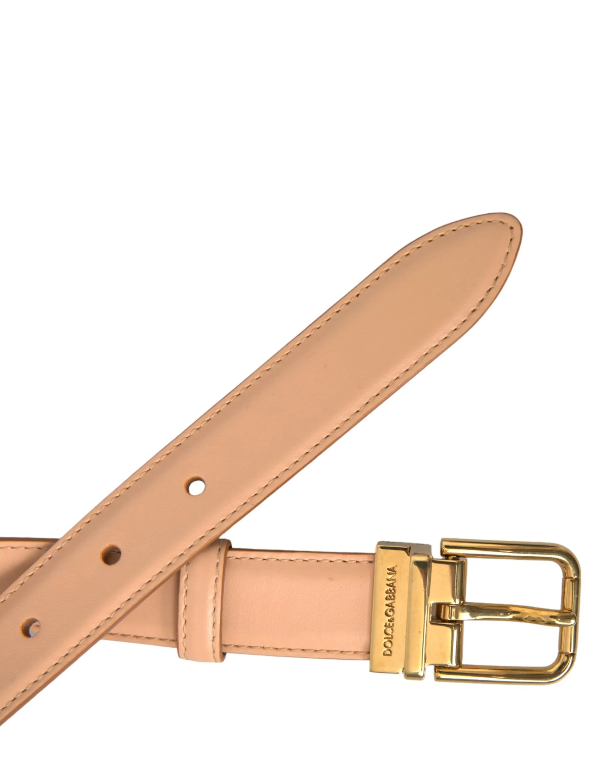 Beige Calfskin Leather Gold Metal Buckle Belt sold by Louxly product image thumbnail 5