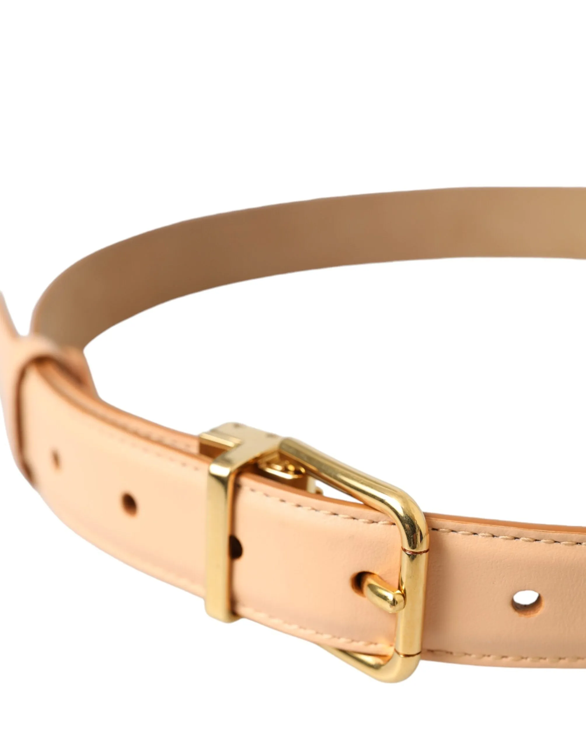 Beige Calfskin Leather Gold Metal Buckle Belt sold by Louxly product image thumbnail 4