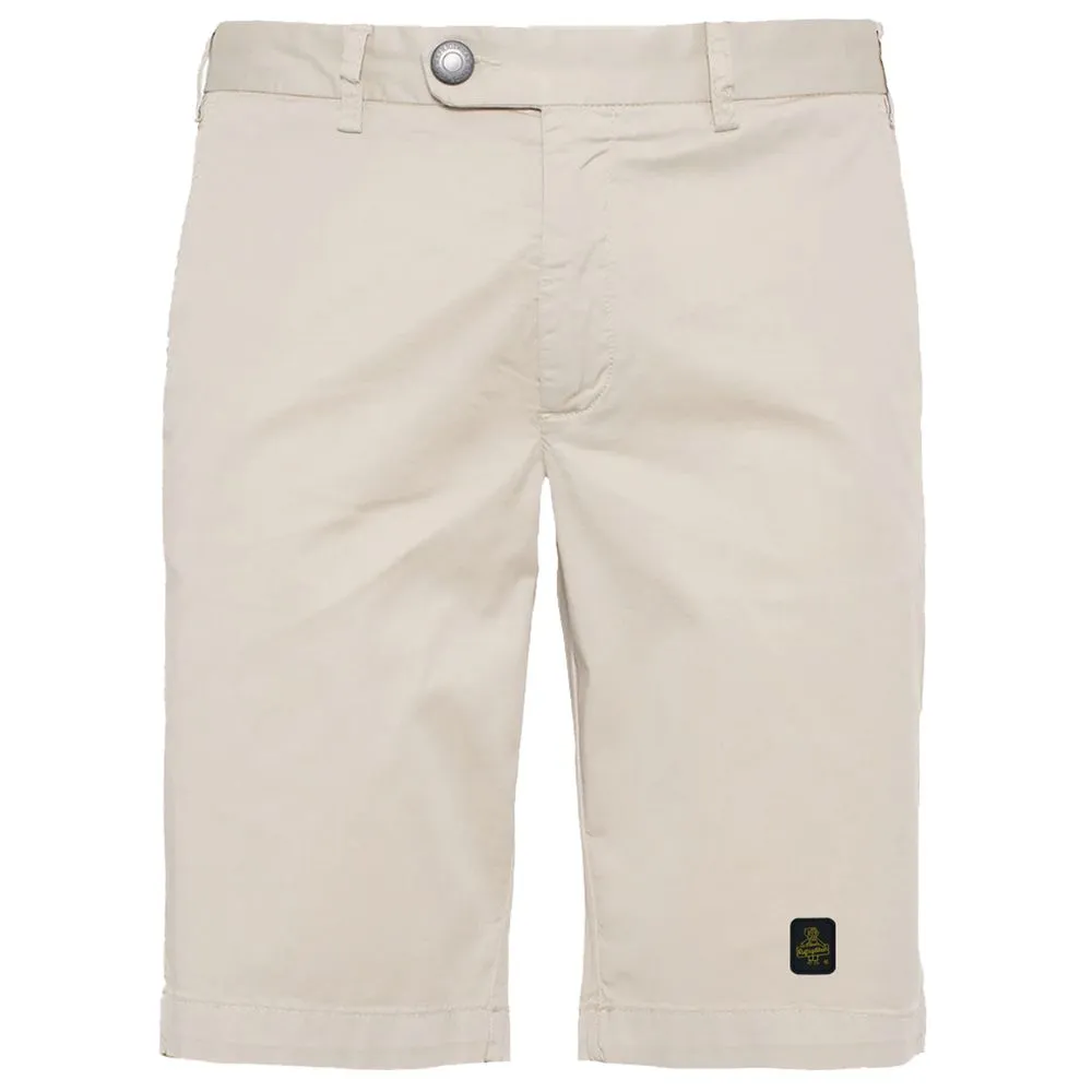 Elegant Beige Bermuda Shorts with Logo Patch sold by Louxly