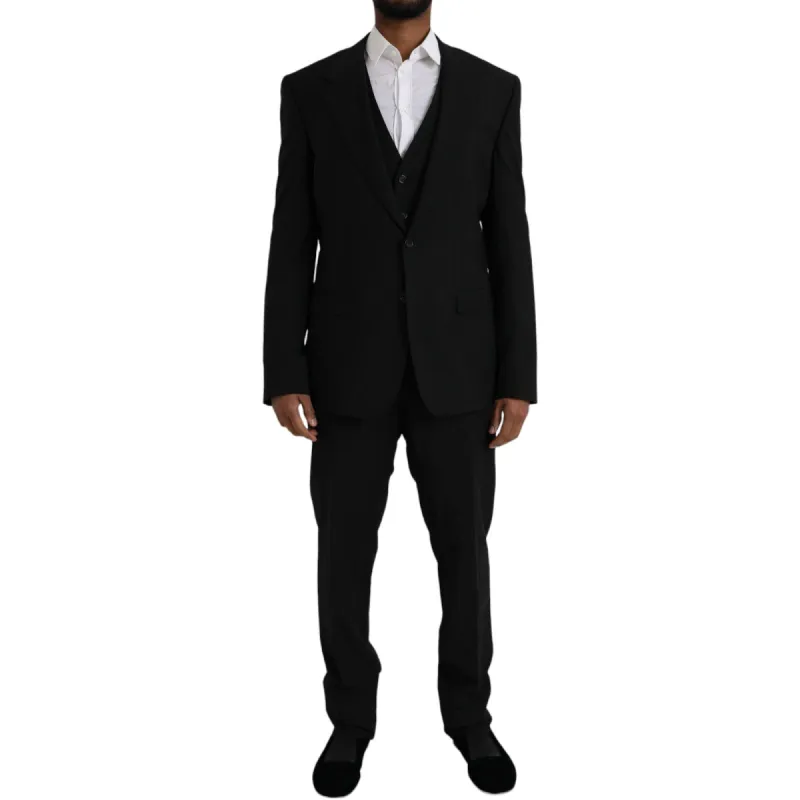 Black Polyester STAFF Formal 3 Piece Suit sold by Louxly
