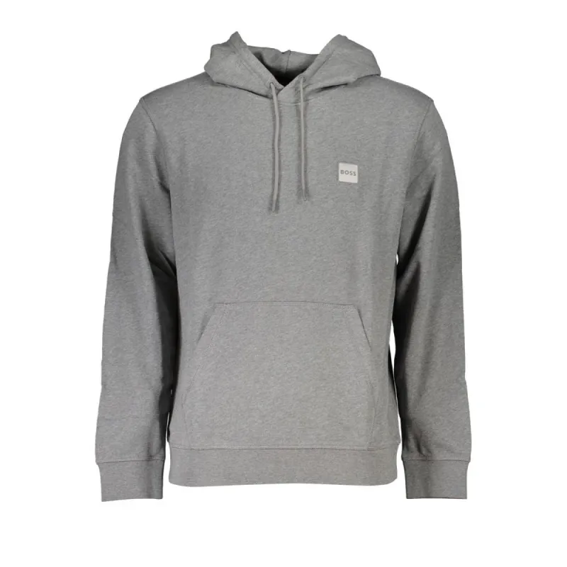 Elegant Gray Hooded Sweatshirt sold by Louxly