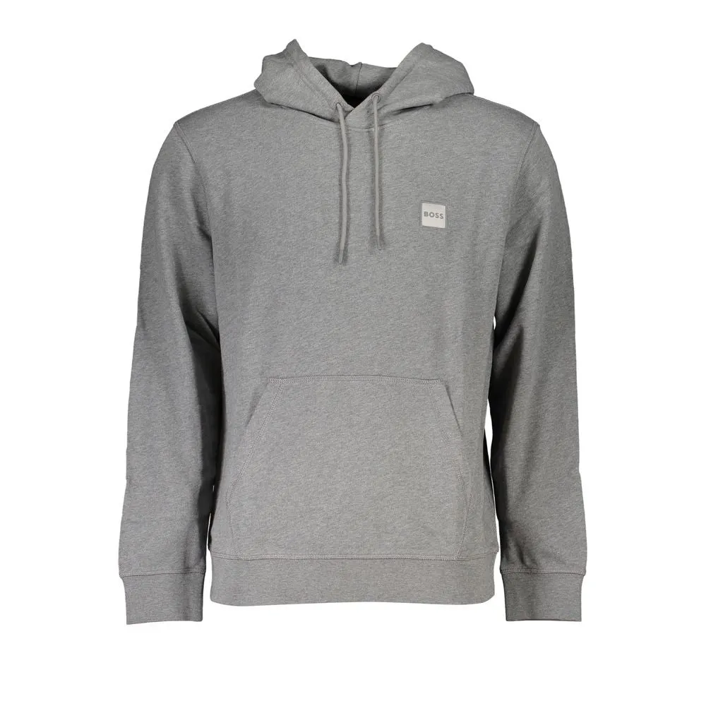 Elegant Gray Hooded Sweatshirt sold by Louxly