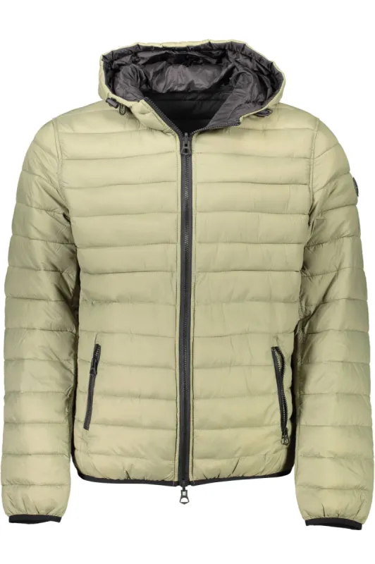 Green Nylon Men Jacket sold by Louxly