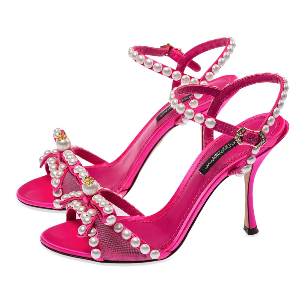 Elegant Fuchsia Sandals with Pearl Details sold by Louxly product image thumbnail 2