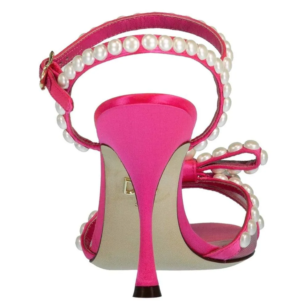 Elegant Fuchsia Sandals with Pearl Details sold by Louxly product image thumbnail 4