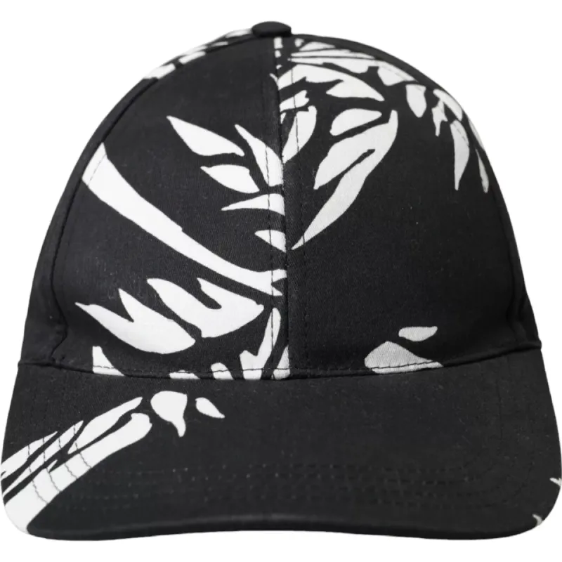 Black Cotton Leaf Print Baseball Hat sold by Louxly