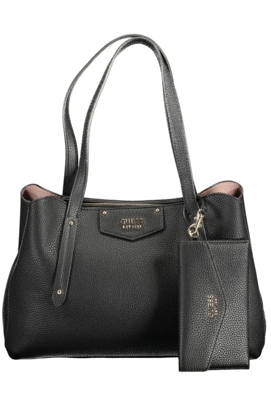 Chic Black Dual-Compartment Handbag made by Louxly