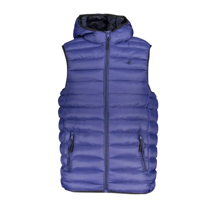 Sleeveless Hooded Blue Jacket with Embroidery Detail sold by Louxly