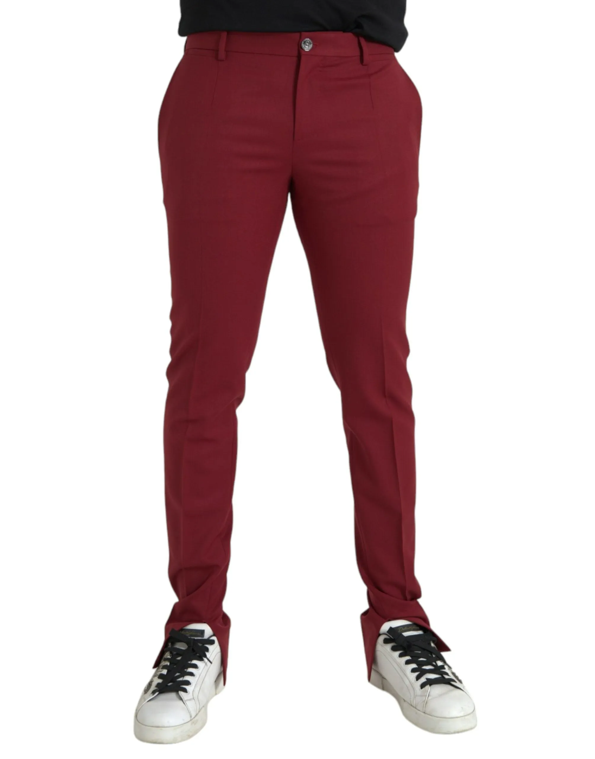 Red Wool Men Slim Fit Dress Pants sold by Louxly