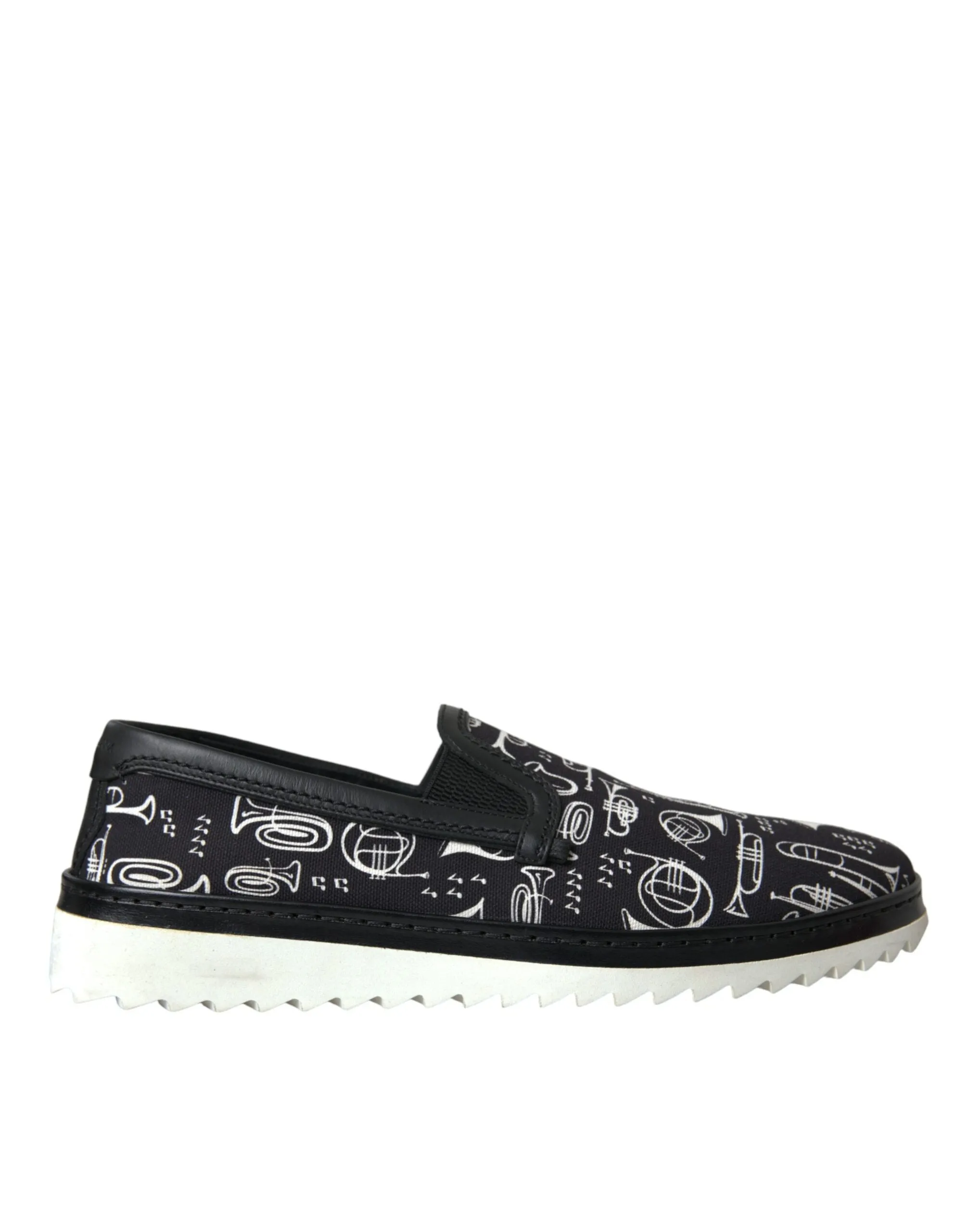 Black Instrument Print Slip On Loafers Shoes sold by Louxly
