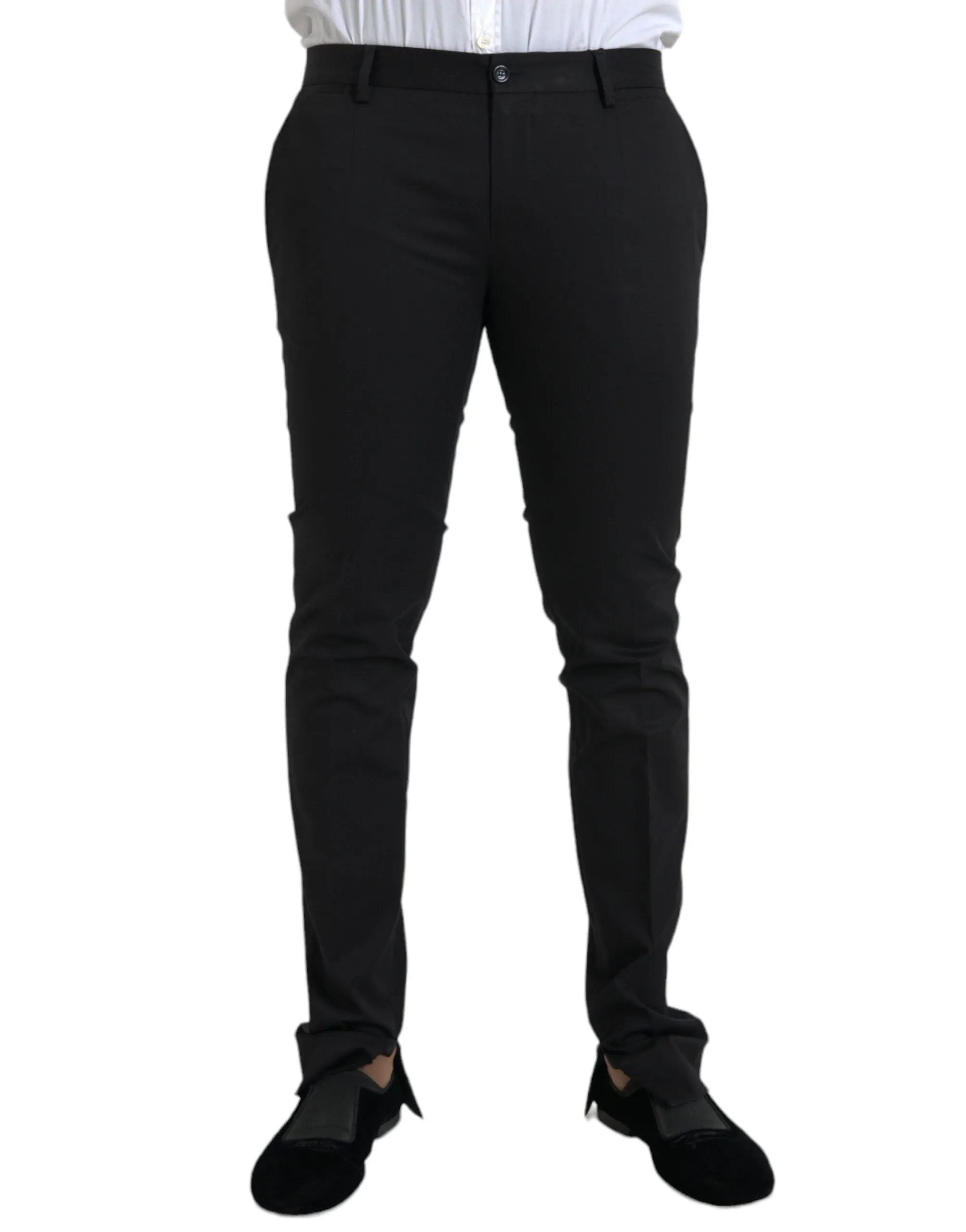Black Cotton Stretch Skinny Dress Pants sold by Louxly