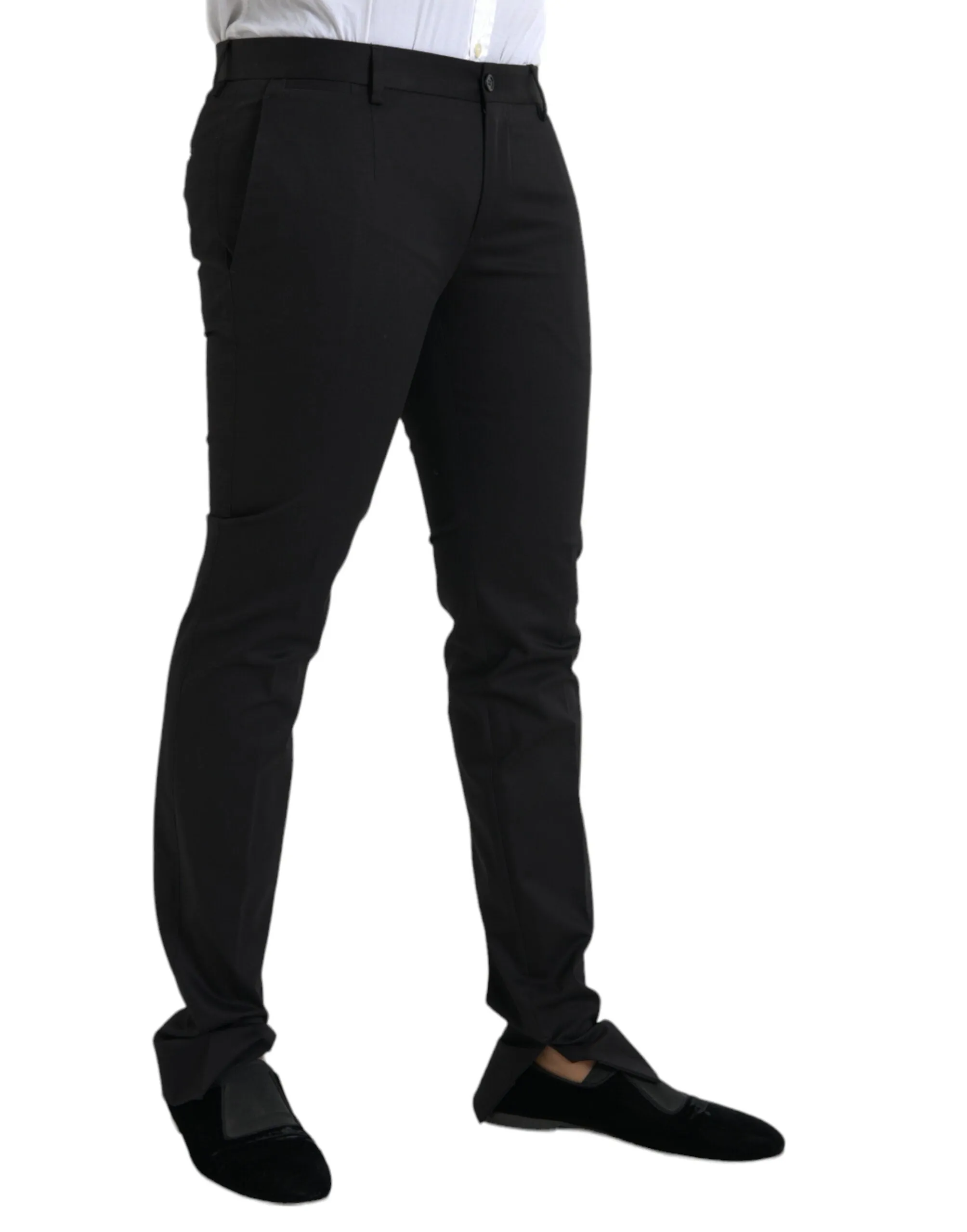 Black Cotton Stretch Skinny Dress Pants sold by Louxly product image thumbnail 2