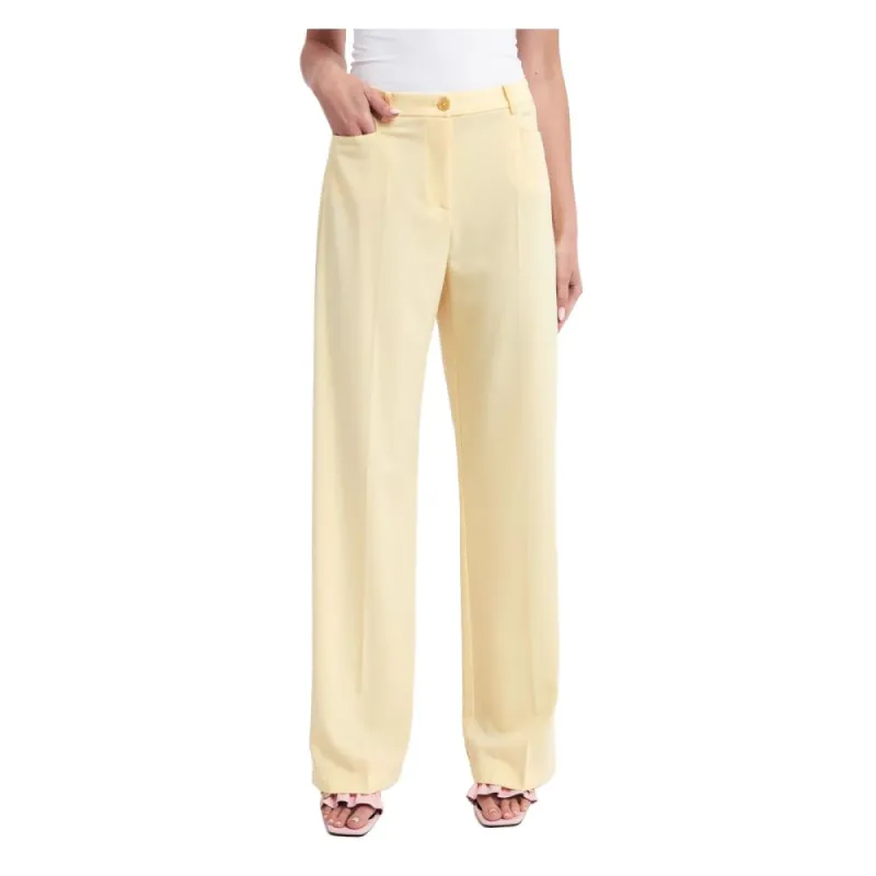 Elegant Smooth Fabric Trousers in Yellow sold by Louxly