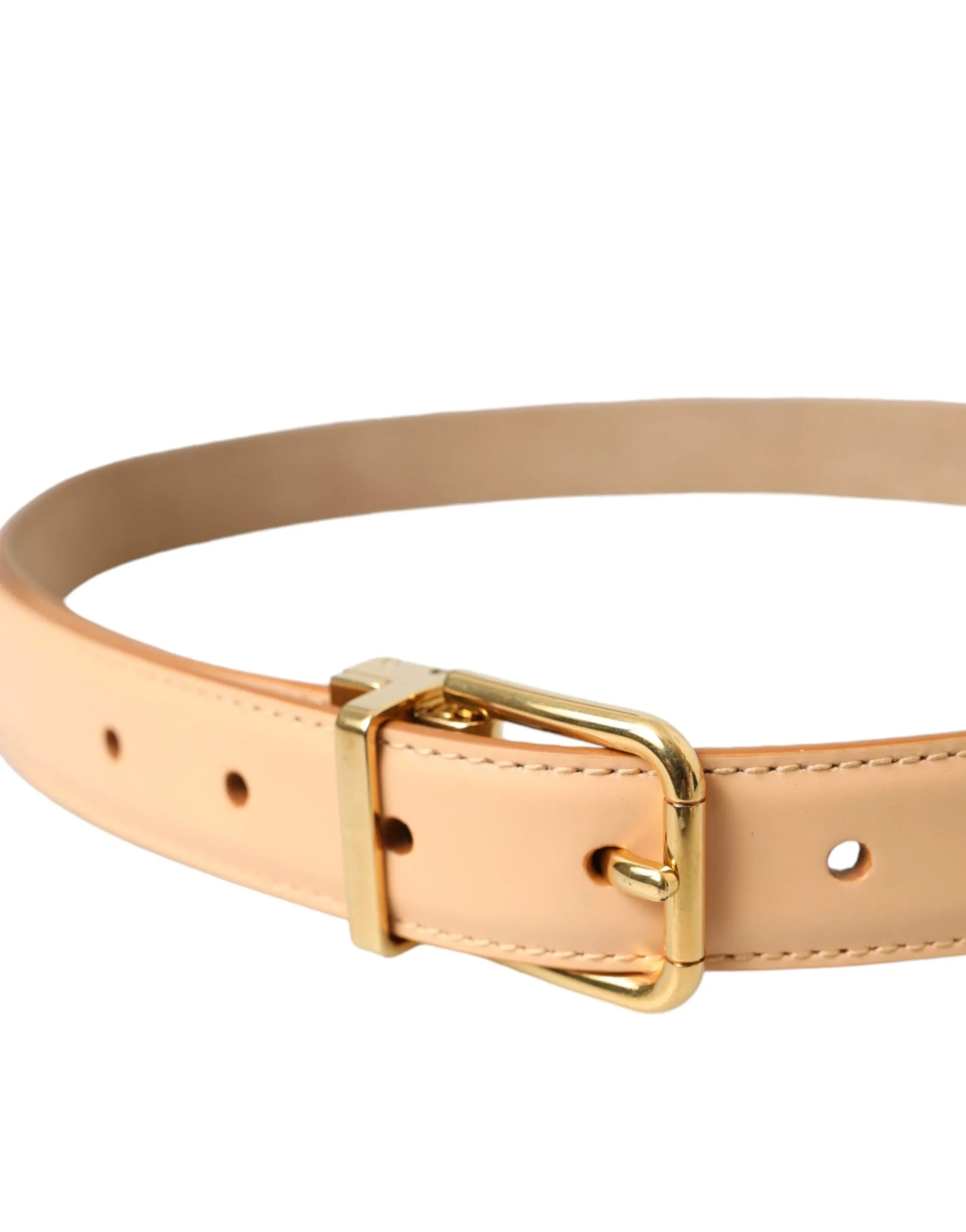 Beige Calfskin Leather Gold Metal Buckle Belt sold by Louxly product image thumbnail 3