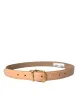 Beige Calfskin Leather Gold Metal Buckle Belt sold by Louxly