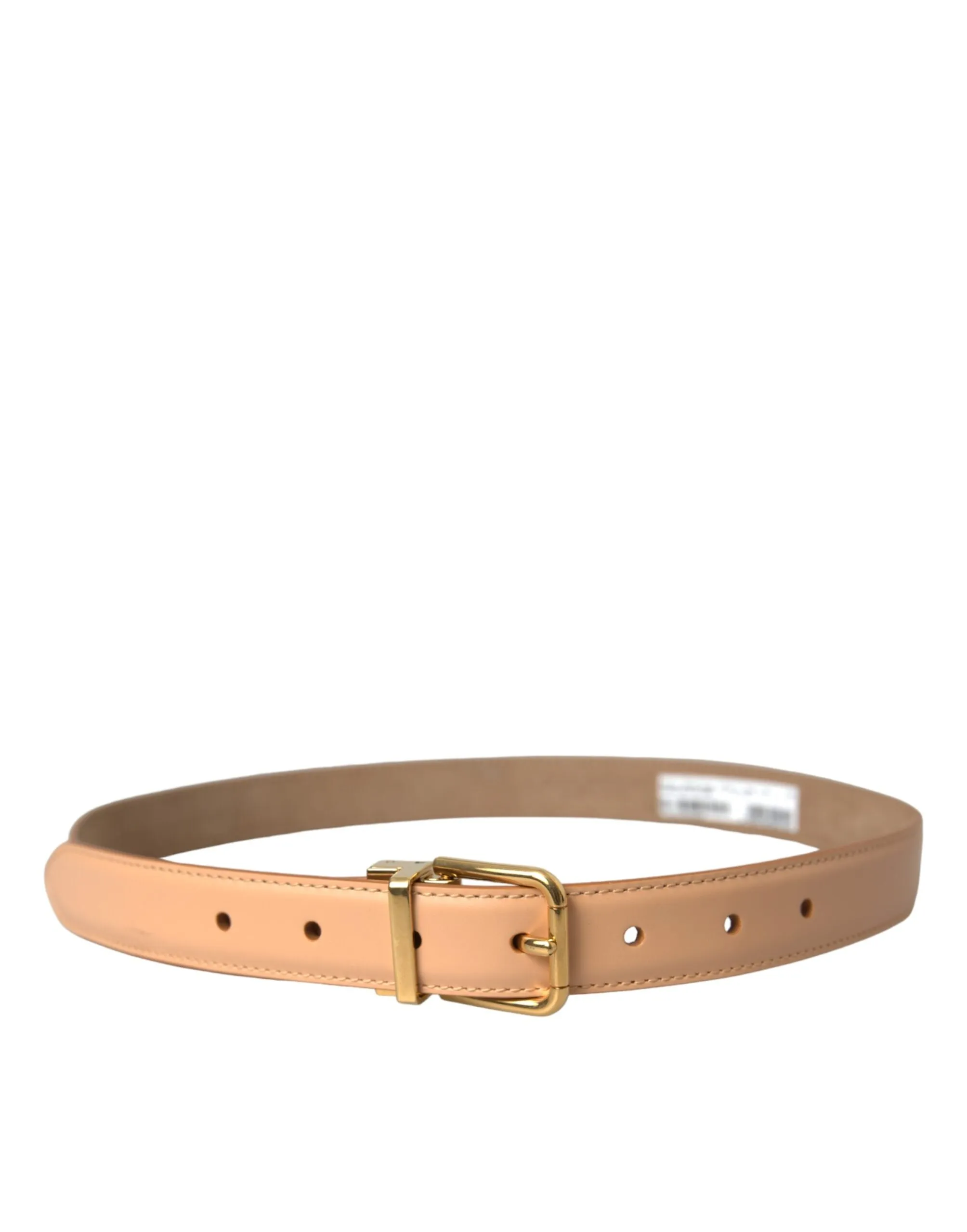 Beige Calfskin Leather Gold Metal Buckle Belt sold by Louxly product image thumbnail 2