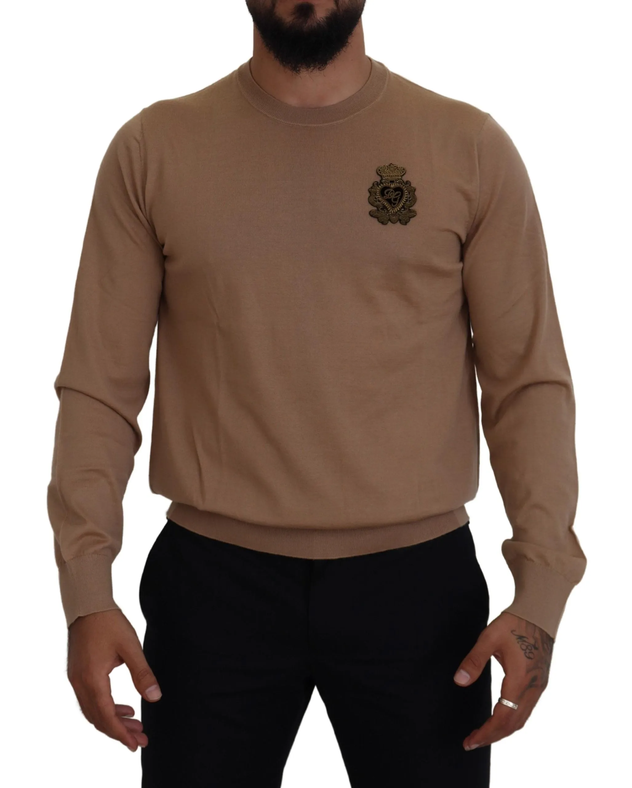 Beige Cashmere Crewneck Pullover Sweater sold by Louxly product image thumbnail 4