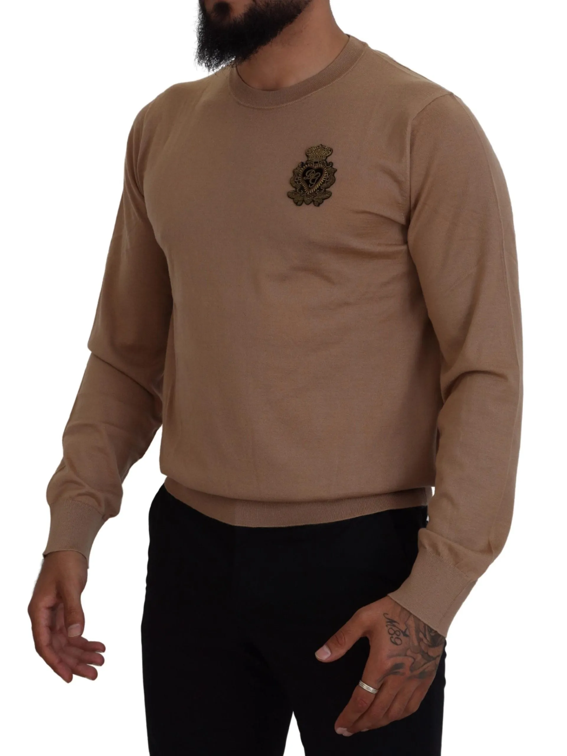 Beige Cashmere Crewneck Pullover Sweater sold by Louxly product image thumbnail 5