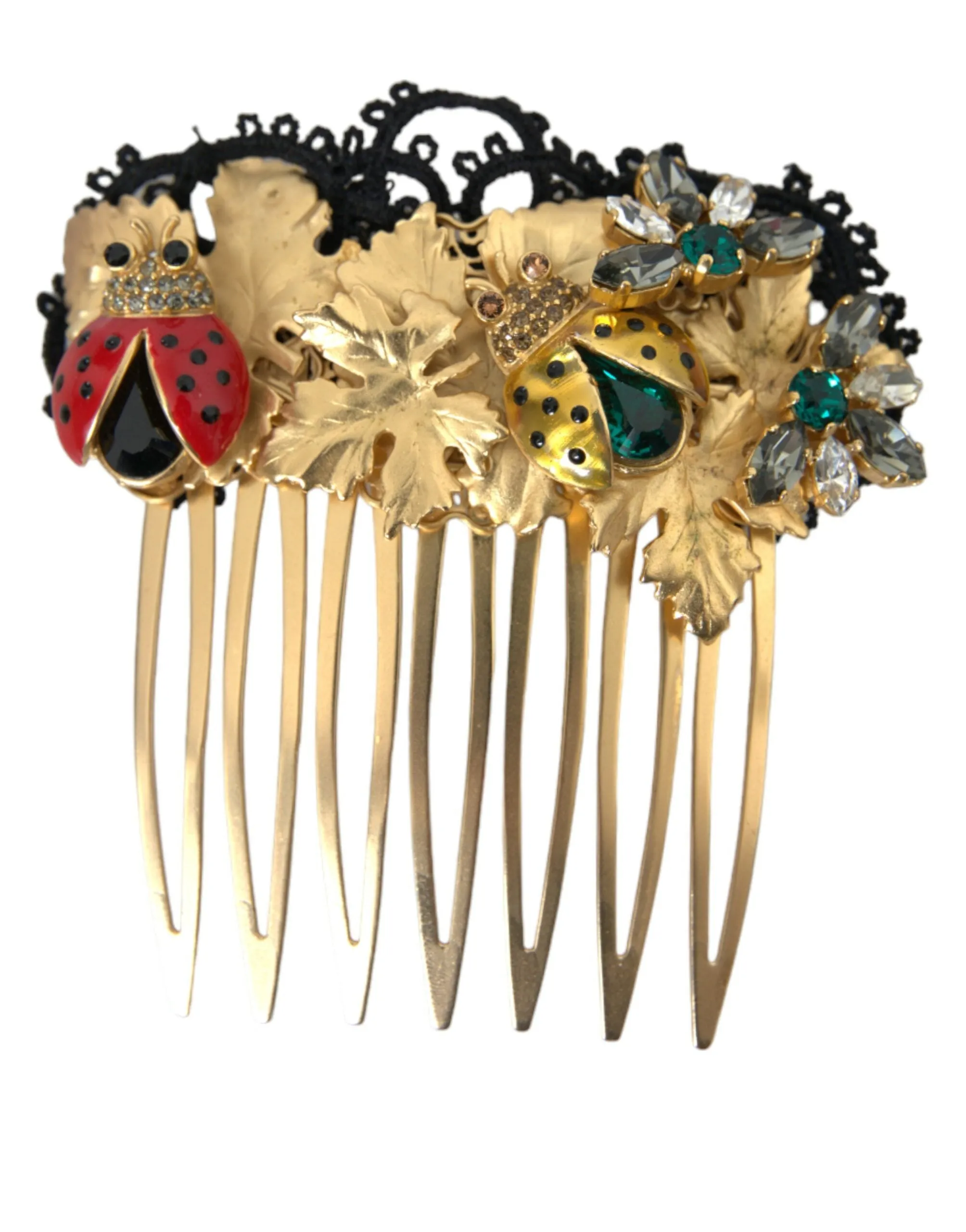 Gold Brass Crystal Lady Bug Women Hair Comb sold by Louxly