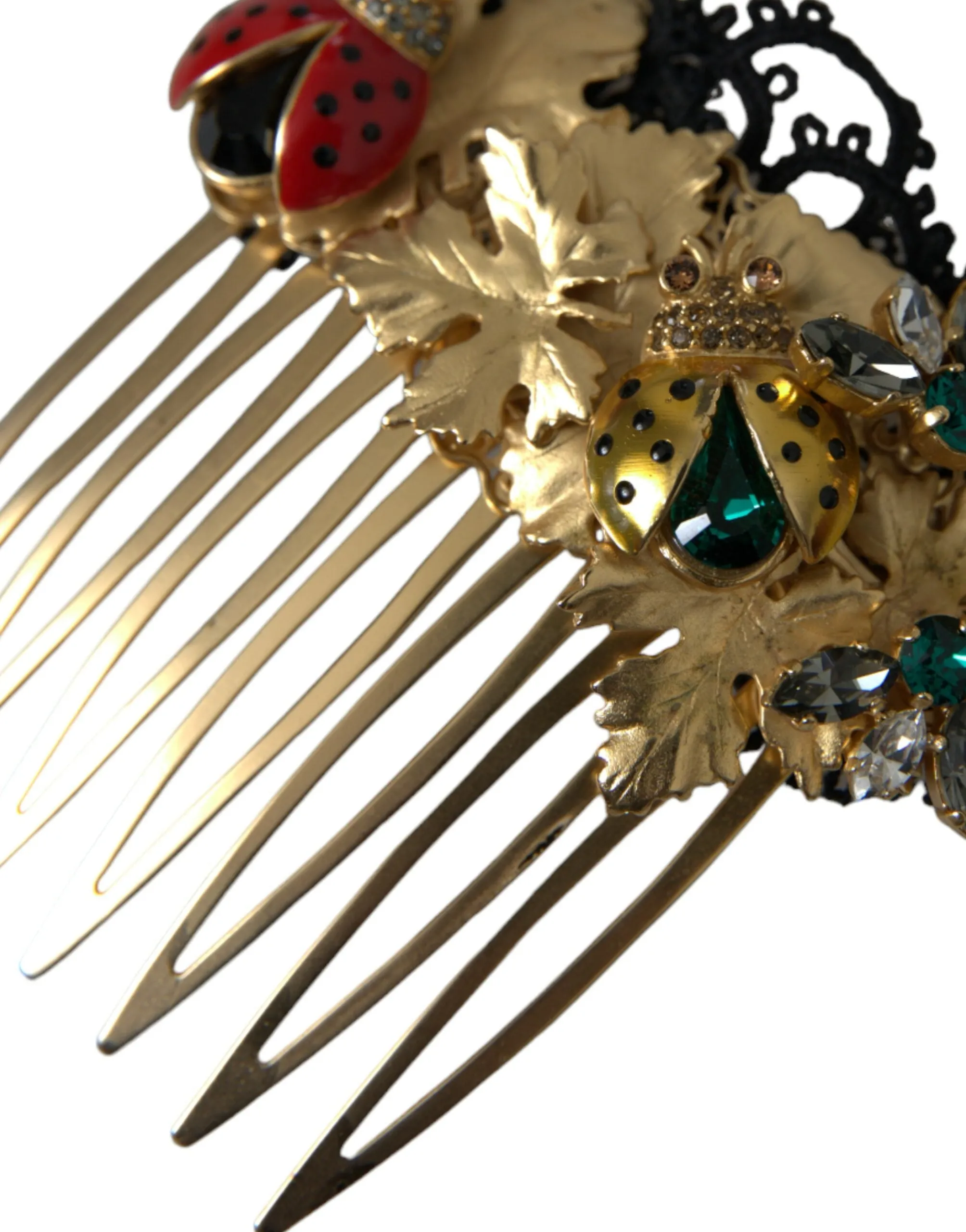 Gold Brass Crystal Lady Bug Women Hair Comb sold by Louxly product image thumbnail 2
