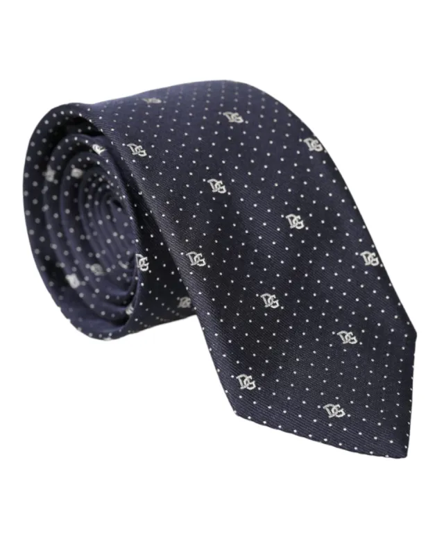 Blue DG Logo 100% Silk Adjustable Tie sold by Louxly