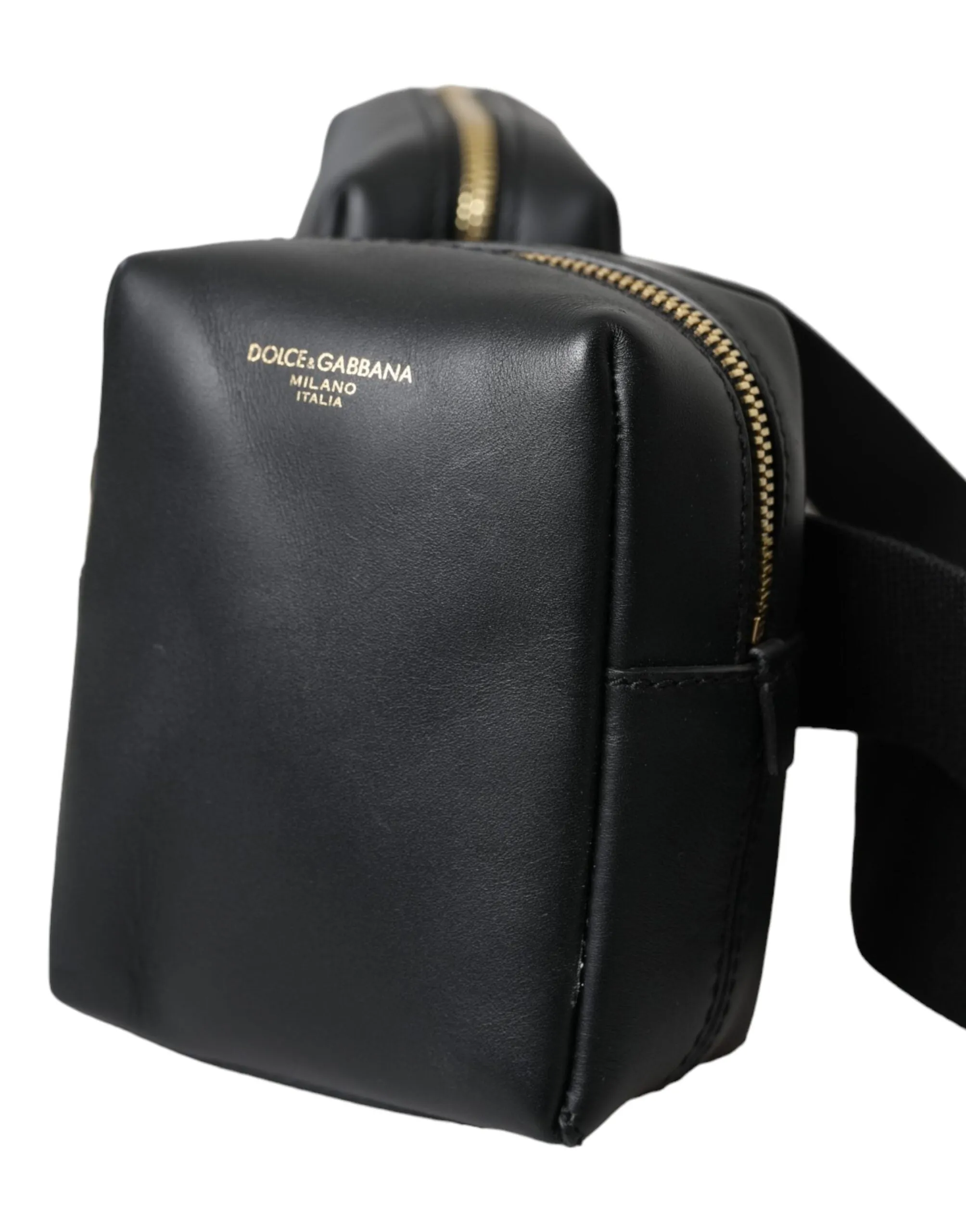 Black Calfskin Leather Double Waist Belt Fanny Pack Bag sold by Louxly product image thumbnail 5