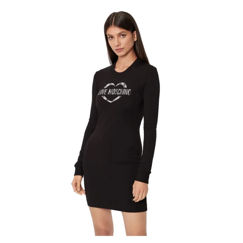 Chic Cotton Blend Logo Dress made by Love Moschino