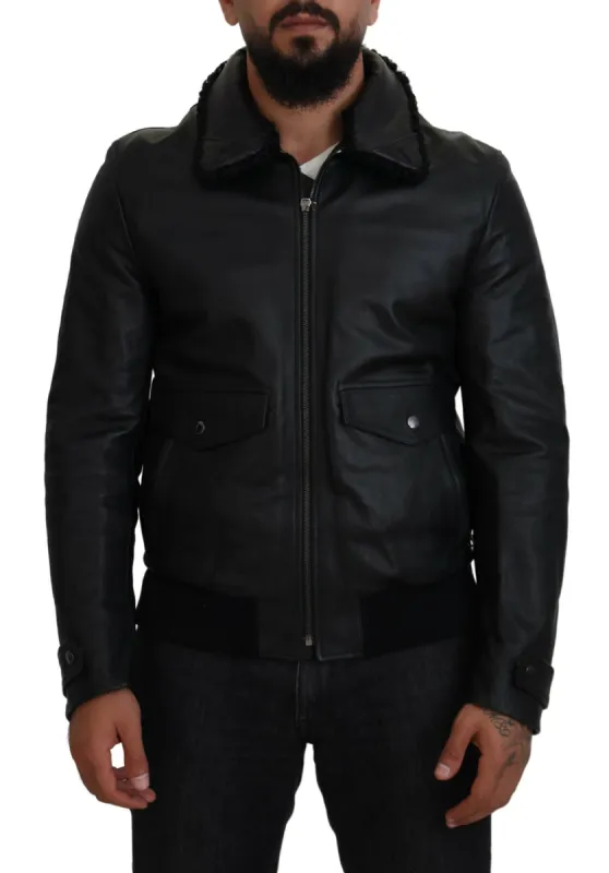 Chic Black Leather Silk-Lined Jacket sold by Louxly