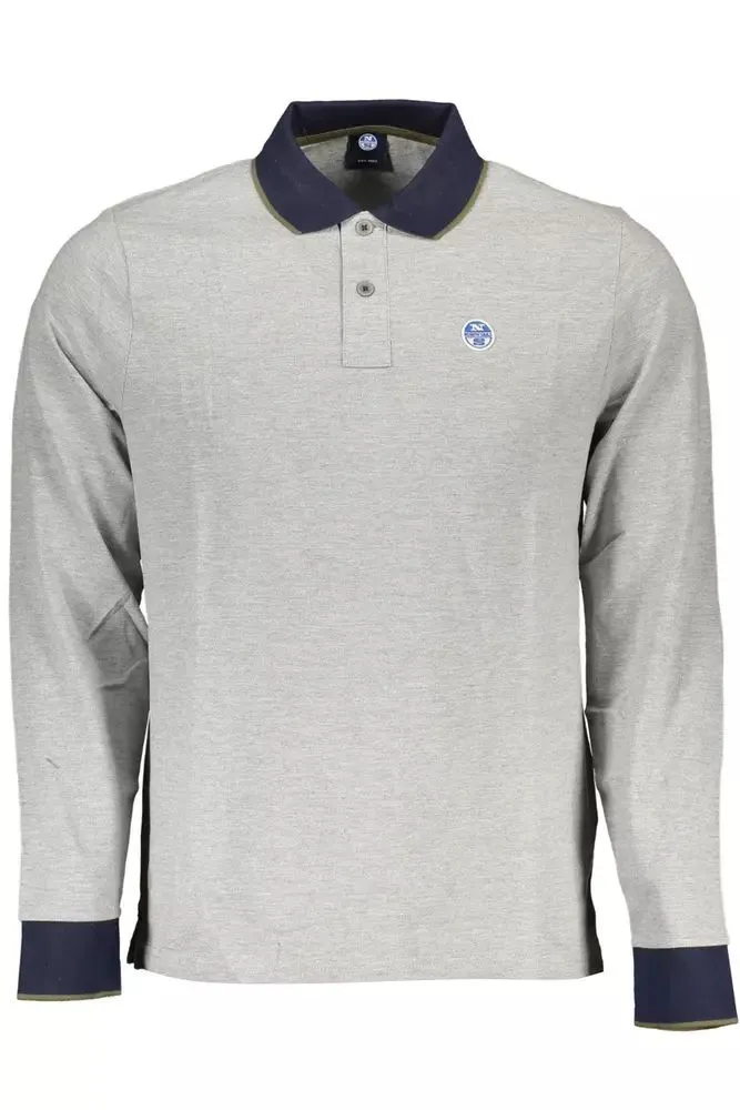 Elegant Long-Sleeved Contrasting Polo Shirt sold by Louxly