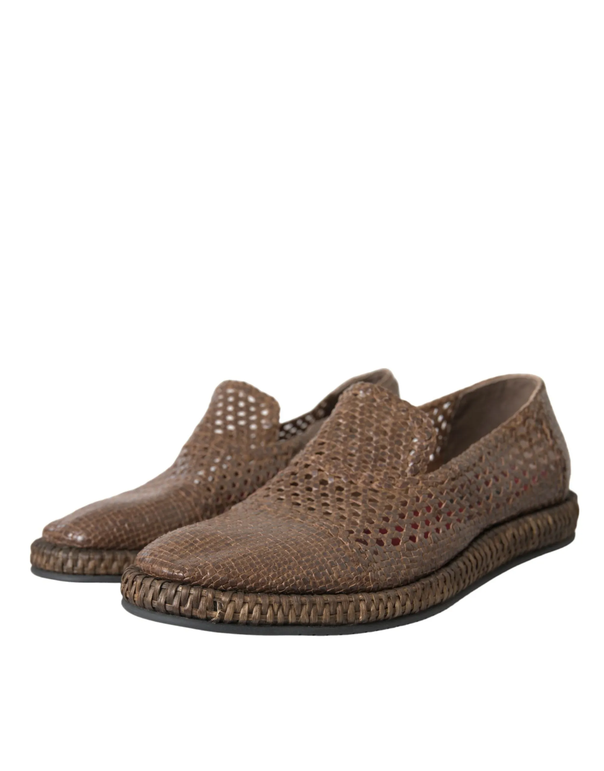 Brown Woven Leather Loafers Casual Shoes sold by Louxly product image thumbnail 3