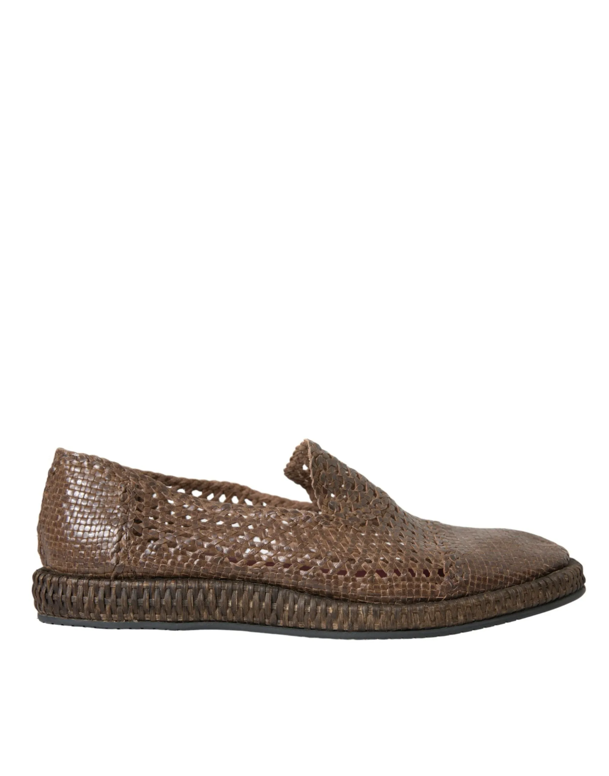 Brown Woven Leather Loafers Casual Shoes sold by Louxly