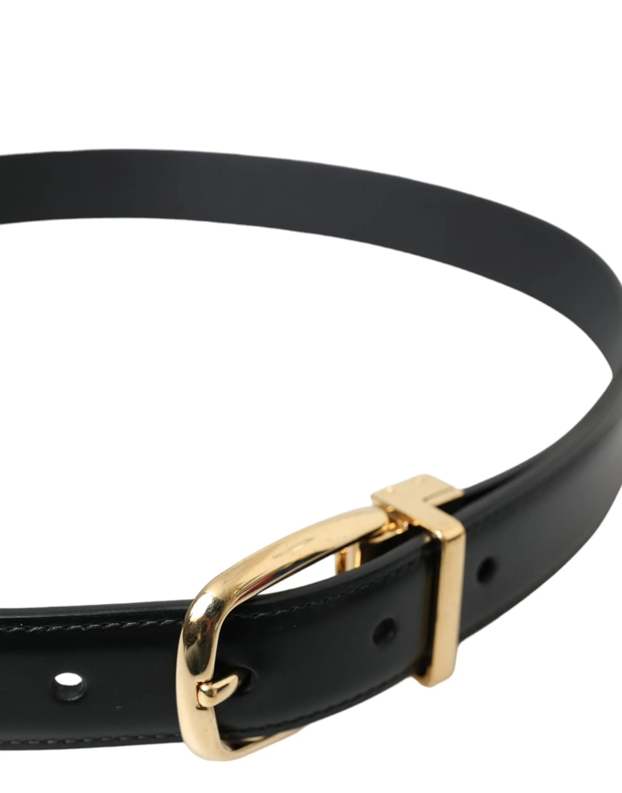 Black Calf Leather Gold Metal Buckle Belt sold by Louxly product image thumbnail 3