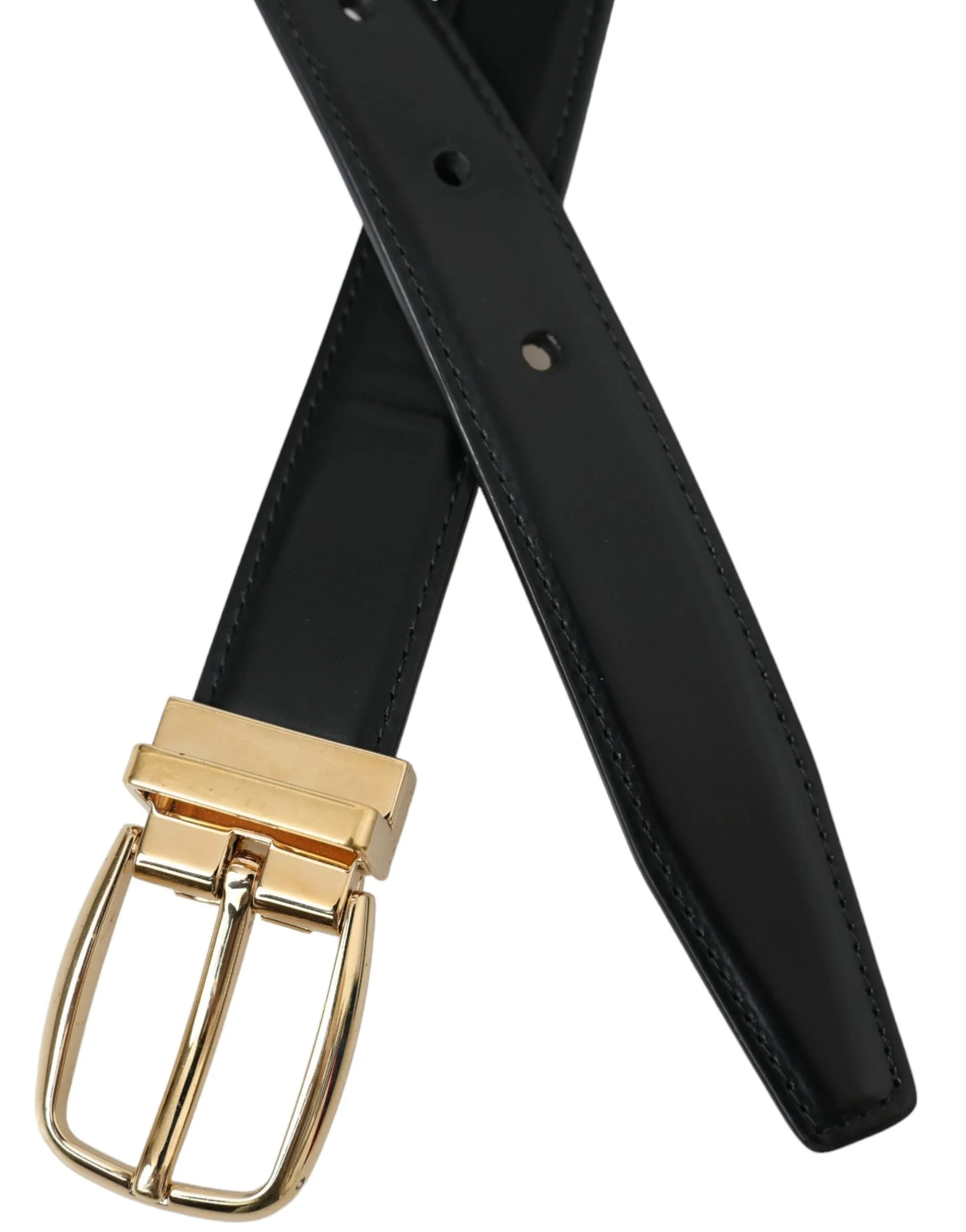 Black Calf Leather Gold Metal Buckle Belt sold by Louxly product image thumbnail 4