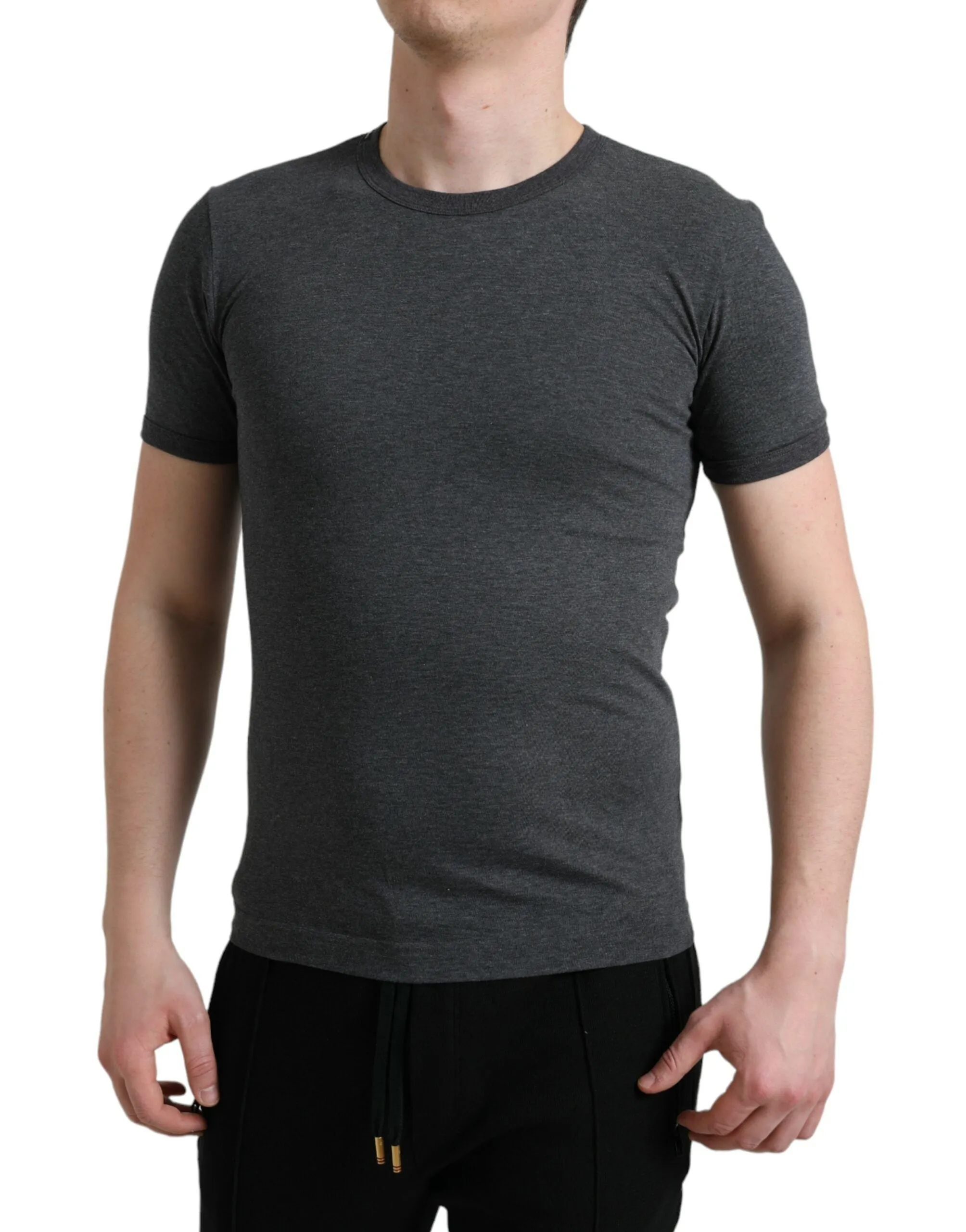Elegant Dark Gray Crew Neck Tee sold by Louxly product image thumbnail 3