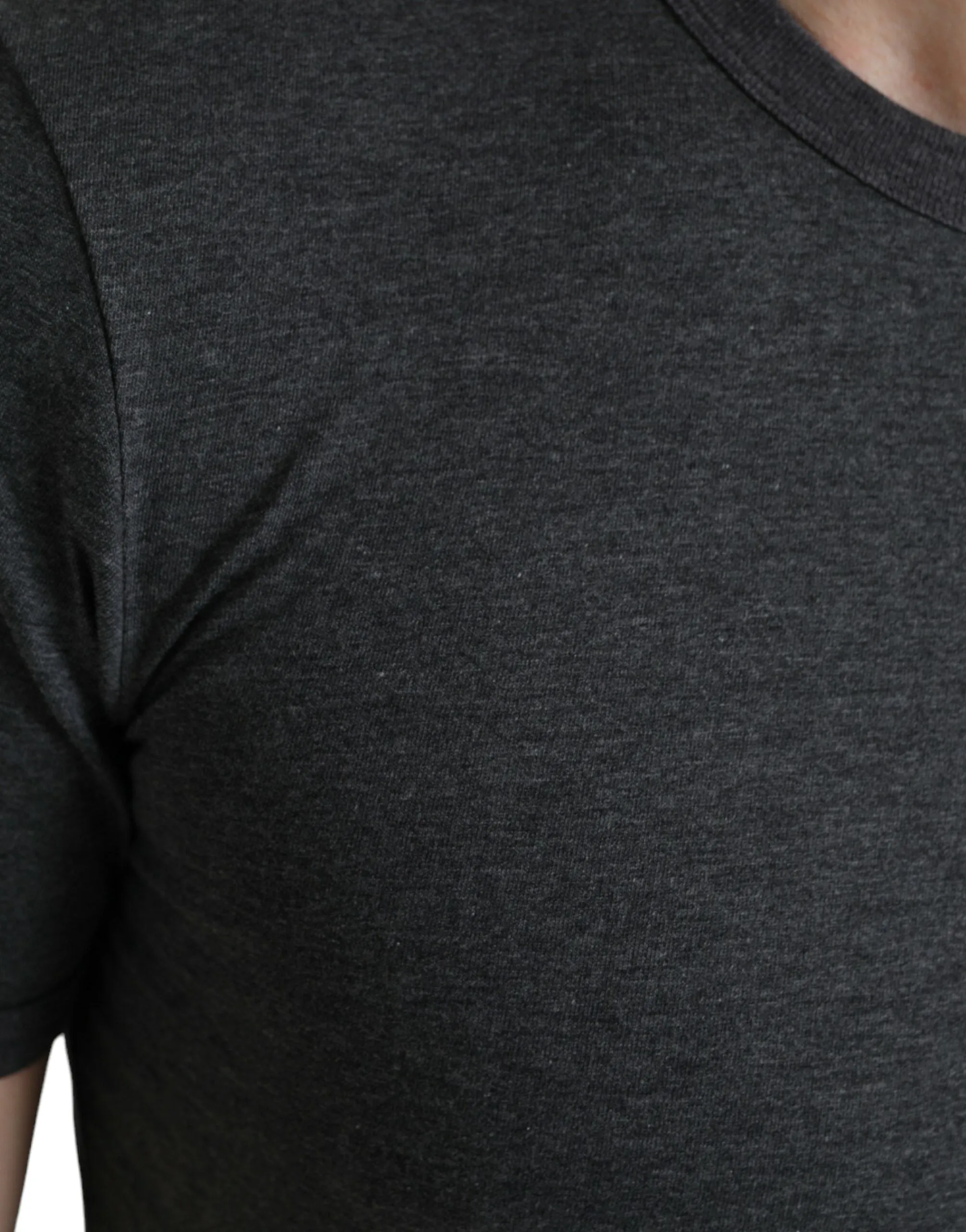 Elegant Dark Gray Crew Neck Tee sold by Louxly product image thumbnail 5