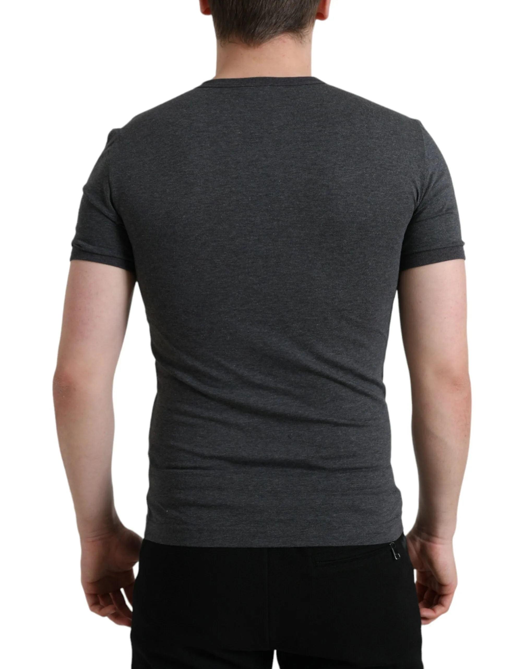 Elegant Dark Gray Crew Neck Tee sold by Louxly product image thumbnail 2