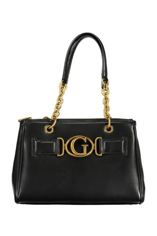 Chic Black Contrasting Detail Dual-Handle Bag sold by Louxly